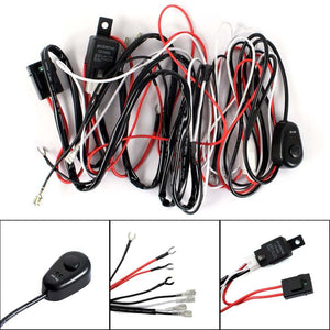 12V 40A Motorcycle Car Universal Accessories Fog Light Wiring Harness Kit Loom For LED Work Driving Light Bar With Fuse And Relay Switch - pazoma