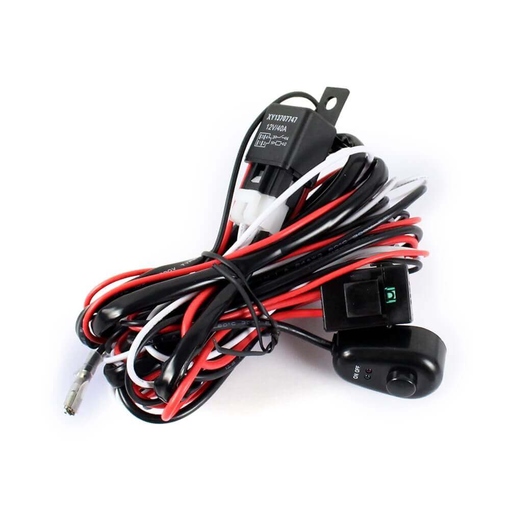 12V 40A Motorcycle Car Universal Accessories Fog Light Wiring Harness Kit Loom For LED Work Driving Light Bar With Fuse And Relay Switch - pazoma