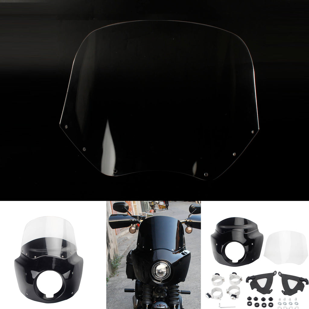 11" Windscreen Headlight Ro-- Warri-- Fairing Windshield For Harley Dyna Street Bob Super Glide Low Rider 06-22 - pazoma