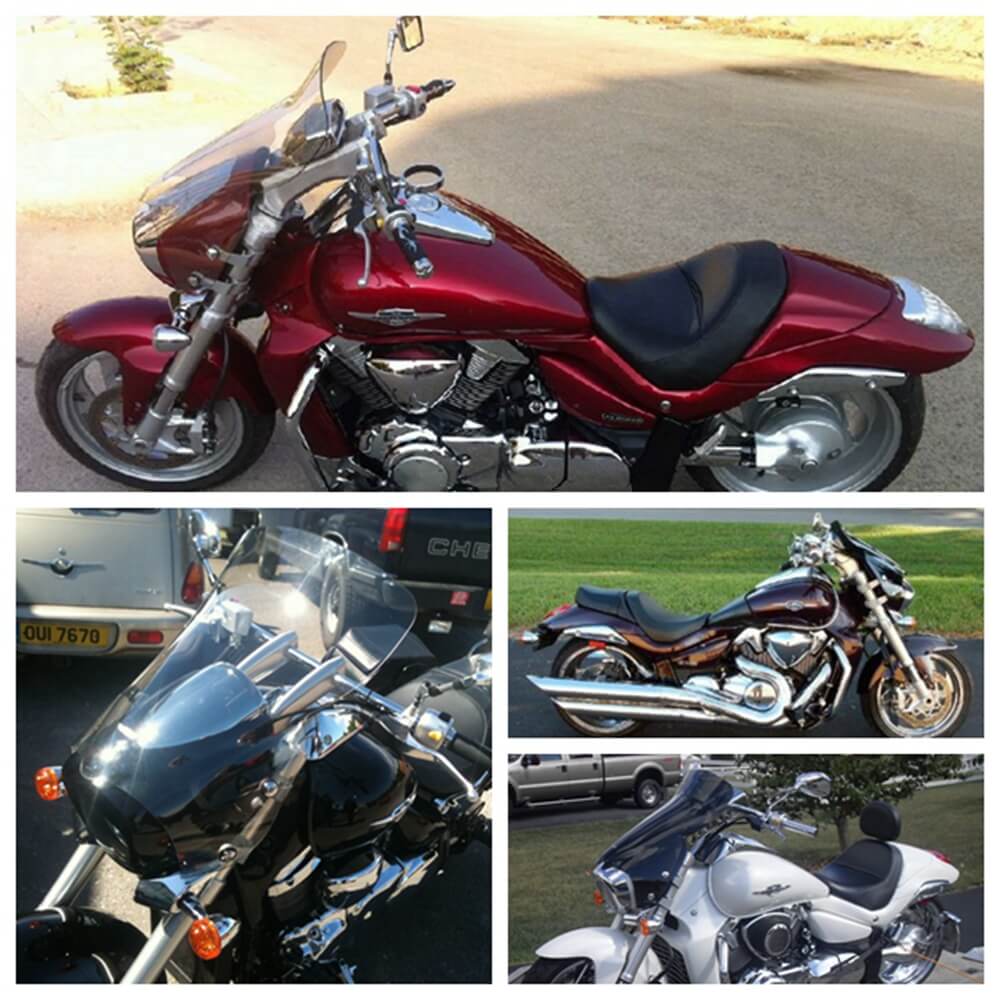 Suzuki Boulevard M109R B.O.S.S. M1800R Intruder VZR1800 M50 M90 M800 M1500 Tall Touring Sport 10in Windshield Windscreen 2006-2019 - pazoma