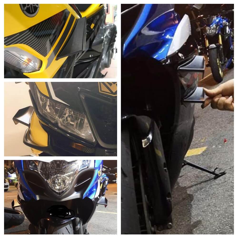 Universal Broken Wind Wing Fairing Cover GP Style Aero Dynamic Wing Kit Fixed Winglet Yamaha YZF R1 R6 R3 R25 BMW S1000RR Superbike Scooter - pazoma