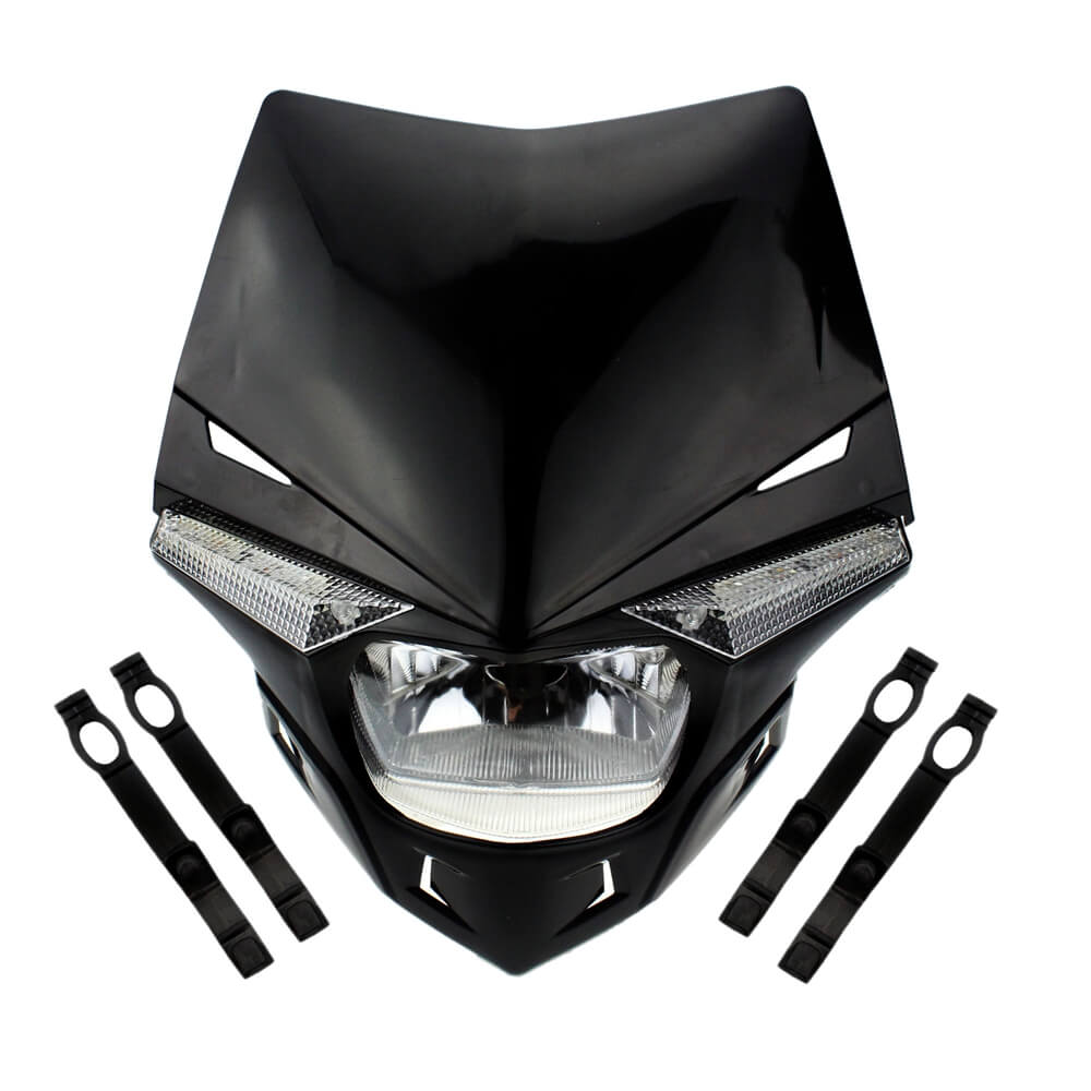 Dirt Bike Enduro Stealth Headlights Supermoto Motocross Universal Head Light Lamp Fairing Kit for Honda CRF WR EXC Suzuki RM KLX 250 450 - pazoma