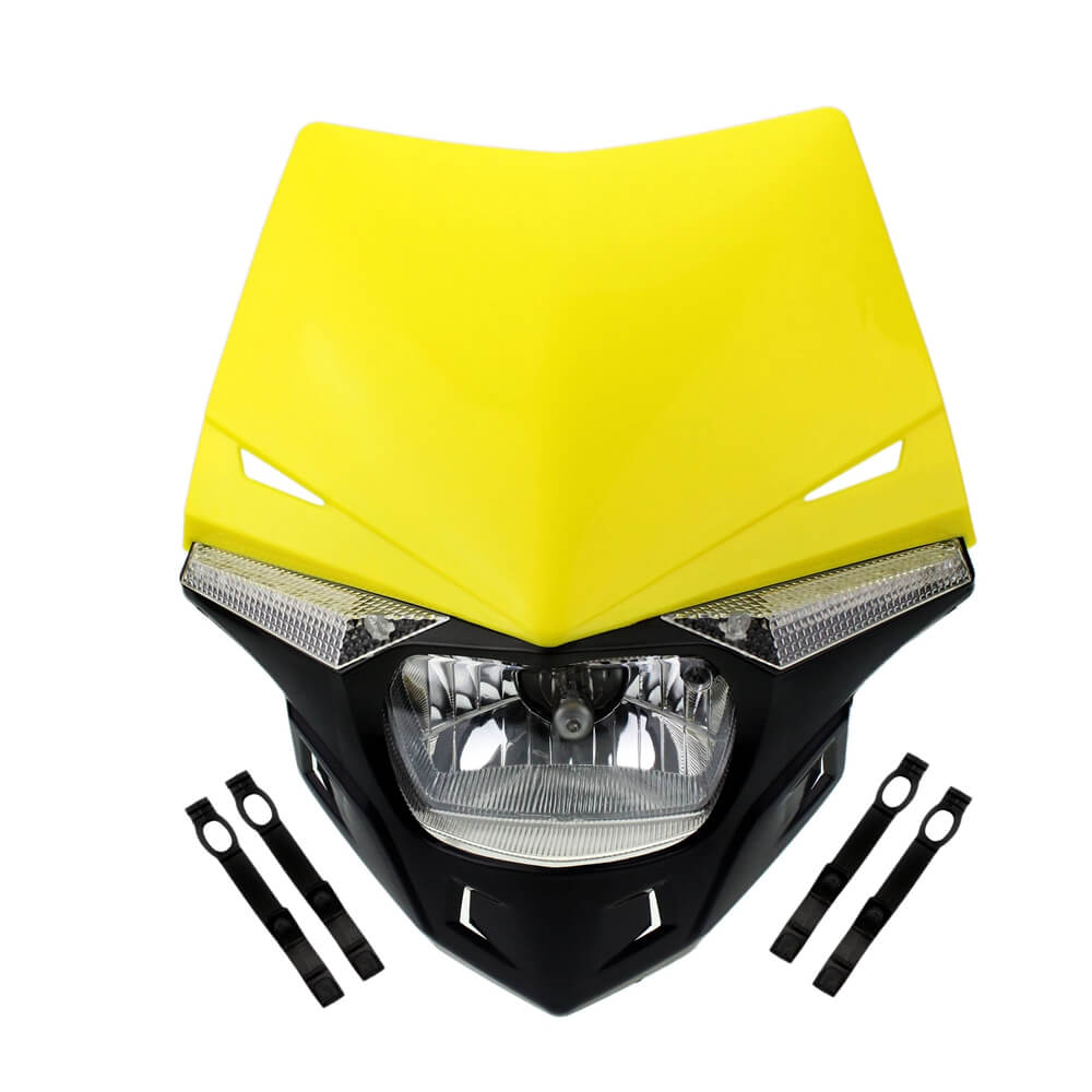 Dirt Bike Enduro Stealth Headlights Supermoto Motocross Universal Head Light Lamp Fairing Kit for Honda CRF WR EXC Suzuki RM KLX 250 450 - pazoma