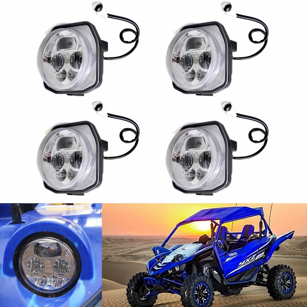 Yamaha YXZ1000R EPS SS SE SPECIAL XTR WOLVERINE X2 X4 R-SPEC HUNTER GRIZZLY EPS 4WD 700 2016-2020 LED Headlight Front Lamp - pazoma