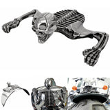 Chrome Skull Skeleton Ornament Decorative Figure Statue Harley Softail Dyna Chopper Bobber Ratrod Fender Headlight Visor headlamp Spotlamp - pazoma