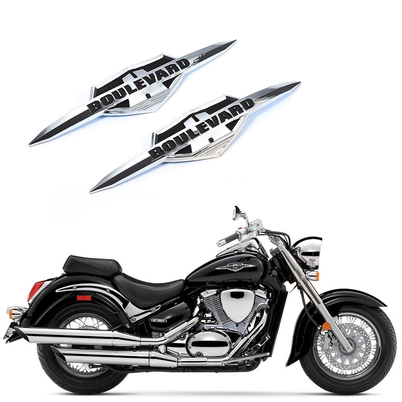 Suzuki Boulevard Chrome Fuel Gas Tank Badge Emblem Badge Decal Sticker for C50 M50 M90 S40 VL400 VL800 M109R VZR1800 M1800R - pazoma