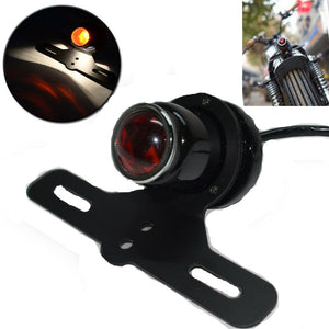 Lucas MT211 210 Retro Shotgun-Style Black Custom Rear Tail Light License Plate Holder For Harley Cafe Racer Chopper Bobber Kawasaki - pazoma