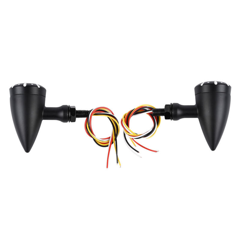 4 Pcs LED Bullet Turn Signal Lights For Harley Honda, Black/Red/Amber, 12V